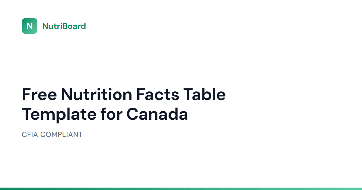Free CFIA-compliant Nutrition Facts table template for Canada